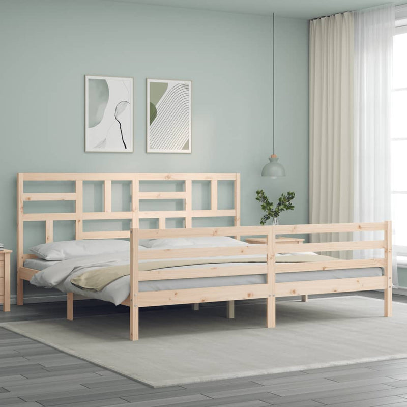 vidaXL tömör fa ágykeret fejtámlával Super King Size