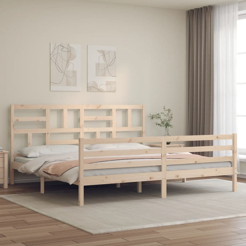 vidaXL tömör fa ágykeret fejtámlával Super King Size