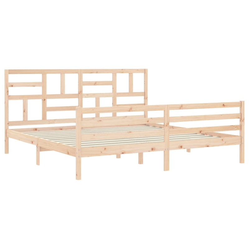 vidaXL tömör fa ágykeret fejtámlával 200 x 200 cm