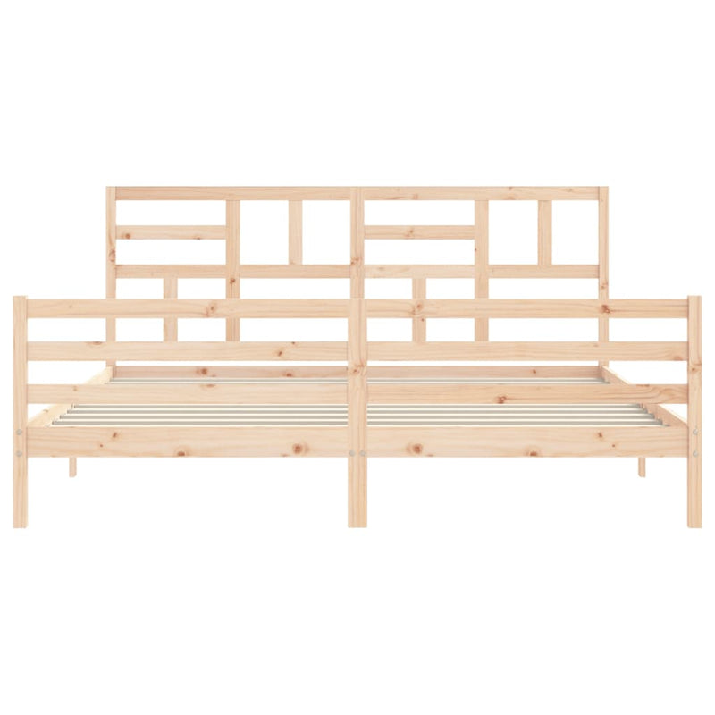 vidaXL tömör fa ágykeret fejtámlával 200 x 200 cm