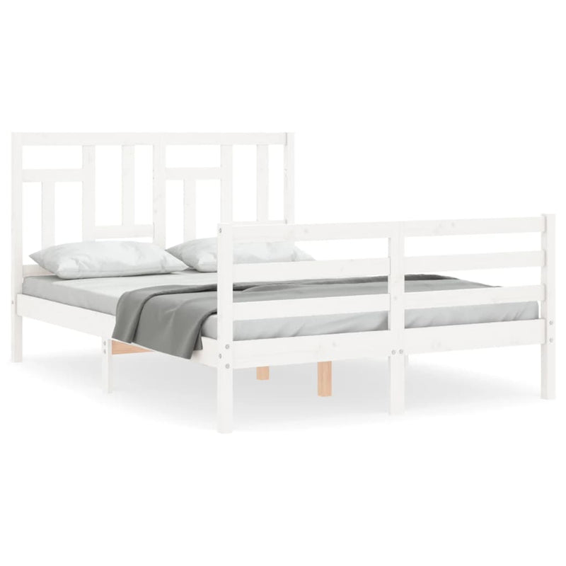 vidaXL fehér tömör fa ágykeret fejtámlával 120 x 200 cm