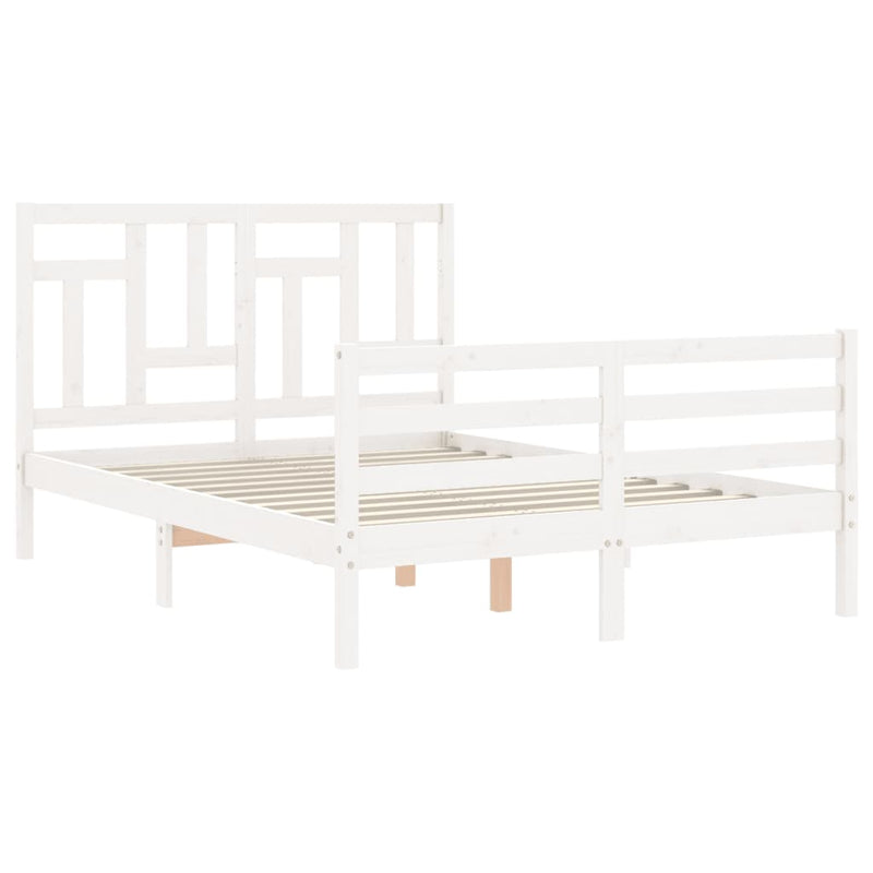 vidaXL fehér tömör fa ágykeret fejtámlával 120 x 200 cm