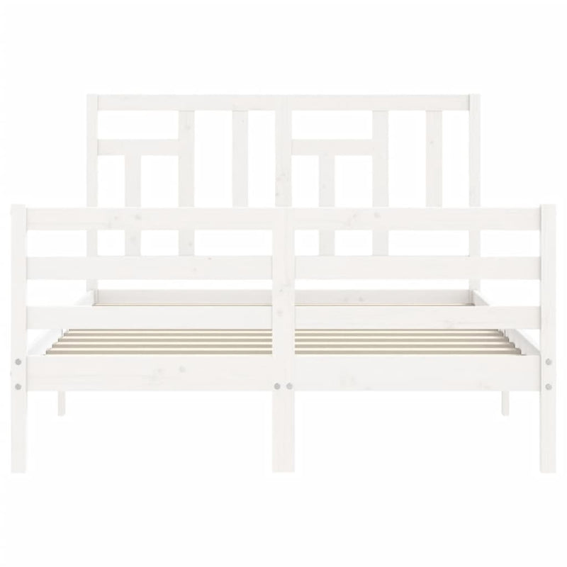vidaXL fehér tömör fa ágykeret fejtámlával 120 x 200 cm