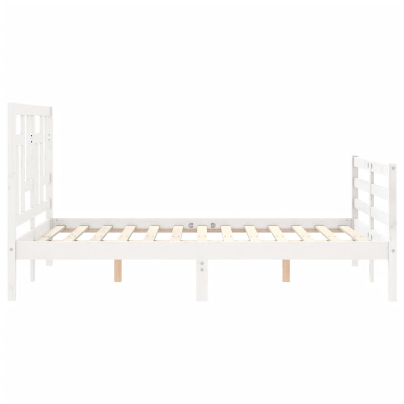 vidaXL fehér tömör fa ágykeret fejtámlával 120 x 200 cm
