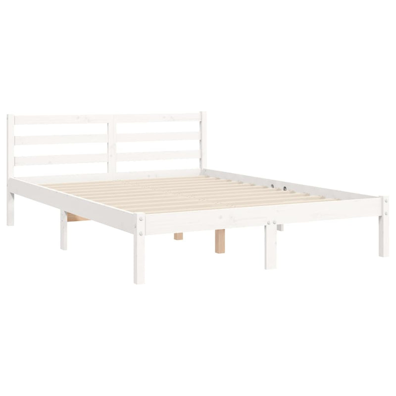 vidaXL fehér tömör fa ágykeret fejtámlával 120 x 200 cm