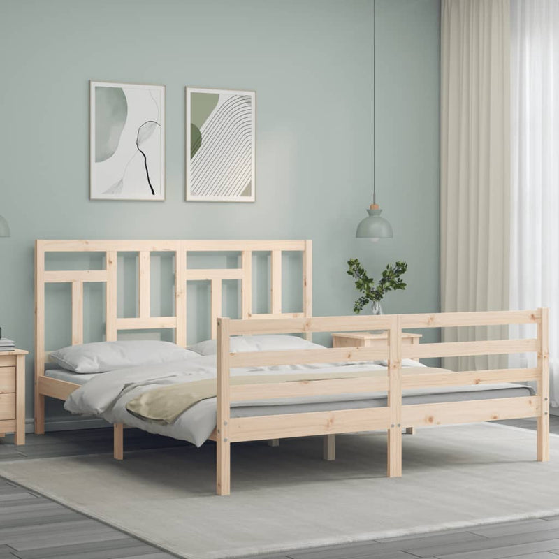 vidaXL tömör fa ágykeret fejtámlával 160 x 200 cm