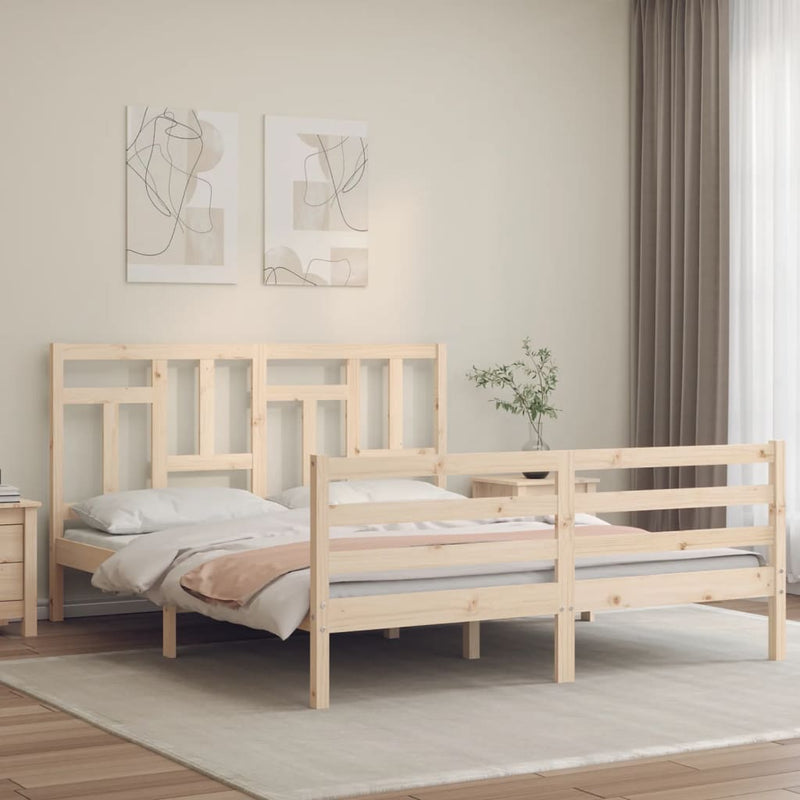 vidaXL tömör fa ágykeret fejtámlával 160 x 200 cm