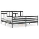 vidaXL szürke tömör fa ágykeret fejtámlával 200 x 200 cm