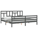 vidaXL szürke tömör fa ágykeret fejtámlával 200 x 200 cm