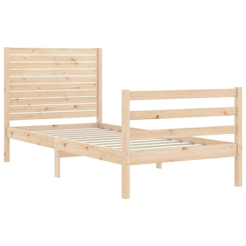 vidaXL tömör fa ágykeret fejtámlával 90 x 200 cm