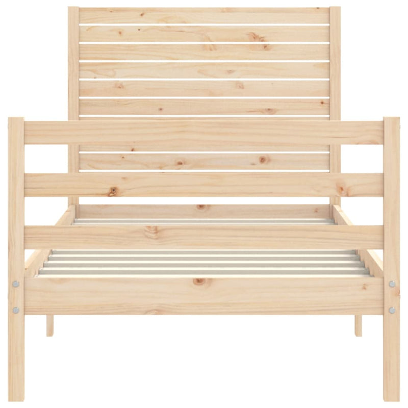 vidaXL tömör fa ágykeret fejtámlával 90 x 200 cm