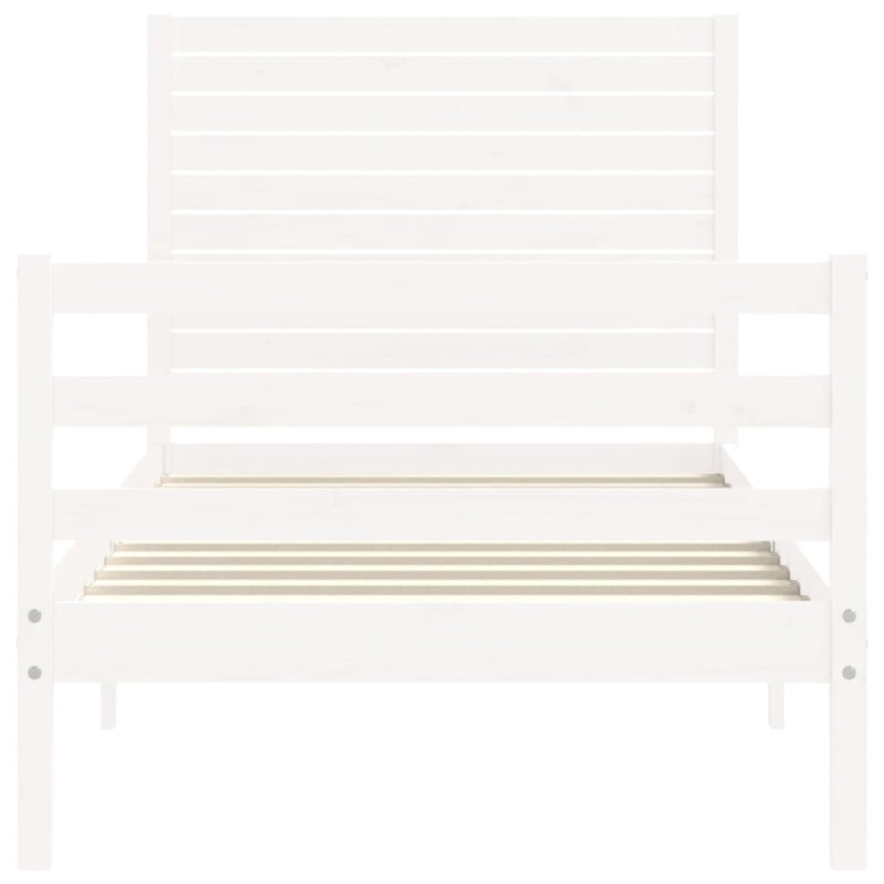 vidaXL fehér tömör fa ágykeret fejtámlával 90 x 200 cm