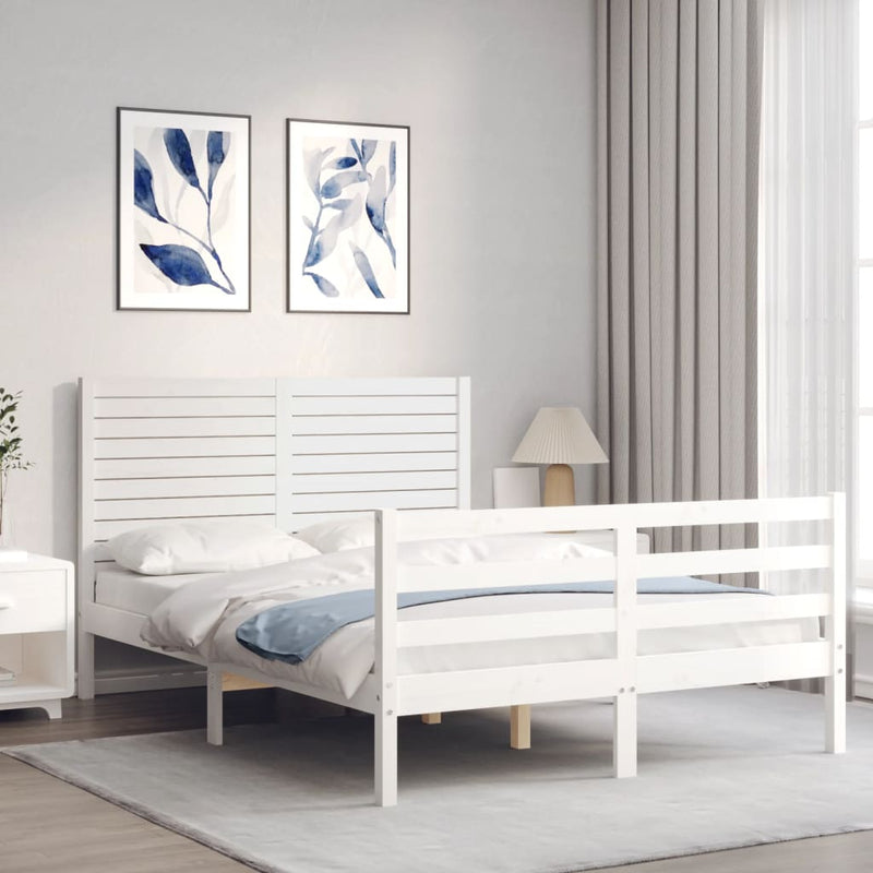 vidaXL fehér tömör fa ágykeret fejtámlával 120 x 200 cm