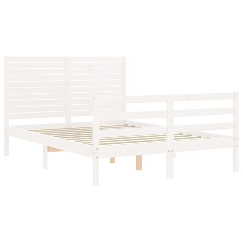 vidaXL fehér tömör fa ágykeret fejtámlával 120 x 200 cm