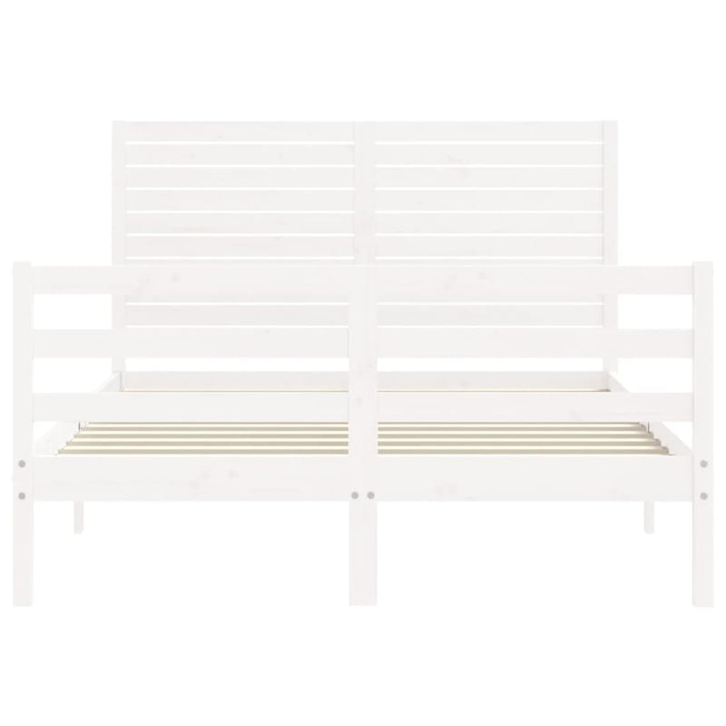 vidaXL fehér tömör fa ágykeret fejtámlával 120 x 200 cm