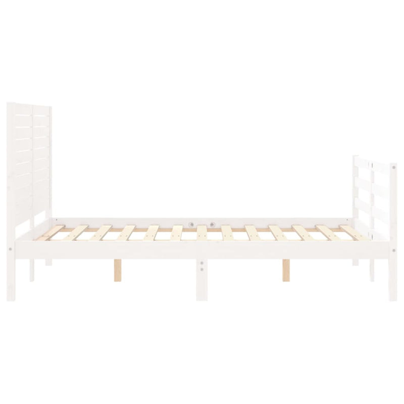 vidaXL fehér tömör fa ágykeret fejtámlával 120 x 200 cm