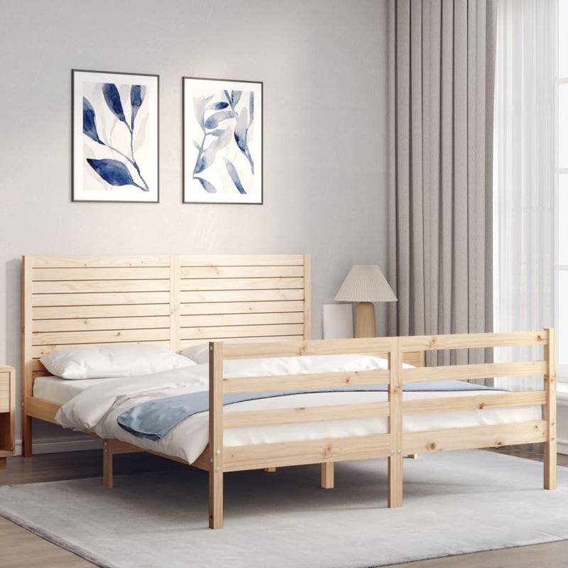vidaXL tömör fa ágykeret fejtámlával 160 x 200 cm