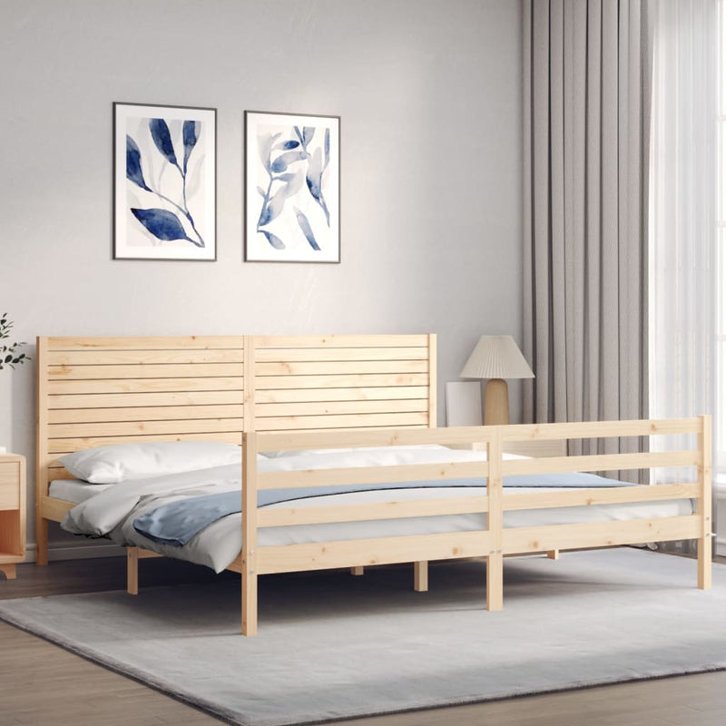 vidaXL tömör fa ágykeret fejtámlával Super King Size