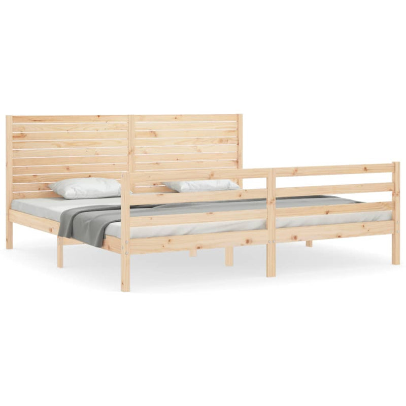 vidaXL tömör fa ágykeret fejtámlával 200 x 200 cm
