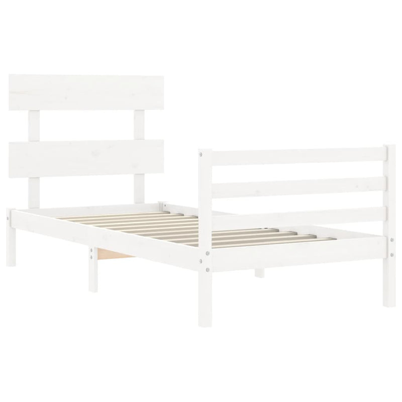 vidaXL fehér tömör fa ágykeret fejtámlával 100 x 200 cm
