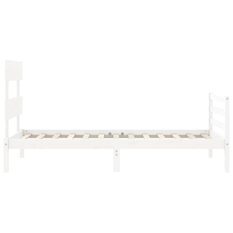 vidaXL fehér tömör fa ágykeret fejtámlával 100 x 200 cm