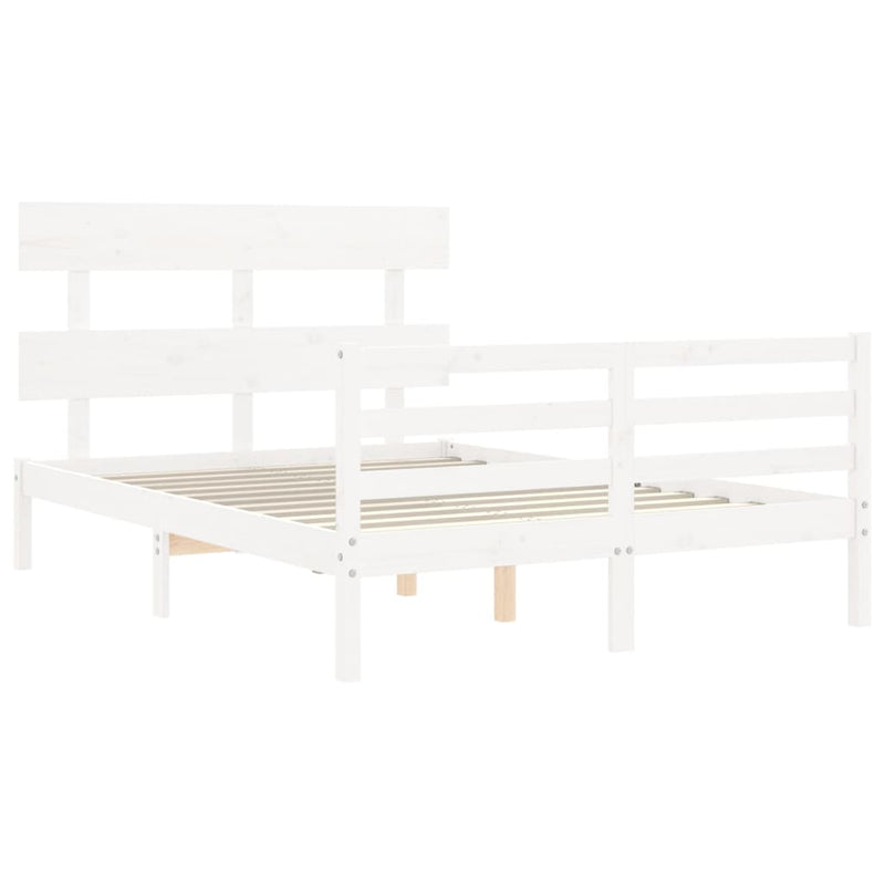 vidaXL fehér tömör fa ágykeret fejtámlával 120 x 200 cm