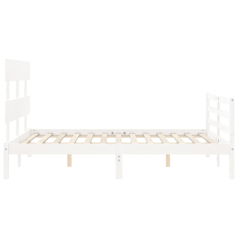 vidaXL fehér tömör fa ágykeret fejtámlával 120 x 200 cm