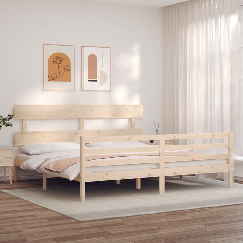 vidaXL tömör fa ágykeret fejtámlával Super King Size
