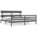 vidaXL szürke tömör fa ágykeret fejtámlával 200 x 200 cm