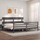 vidaXL szürke tömör fa ágykeret fejtámlával 200 x 200 cm