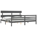 vidaXL szürke tömör fa ágykeret fejtámlával 200 x 200 cm