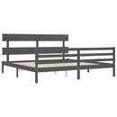 vidaXL szürke tömör fa ágykeret fejtámlával 200 x 200 cm