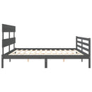 vidaXL szürke tömör fa ágykeret fejtámlával 200 x 200 cm