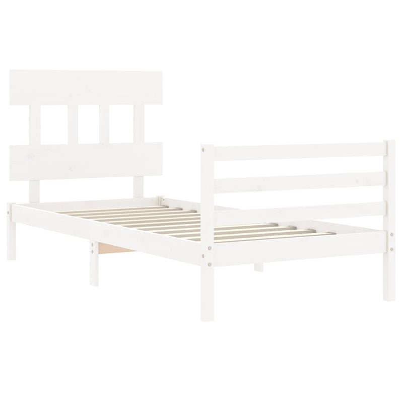 vidaXL fehér tömör fa ágykeret fejtámlával 100 x 200 cm