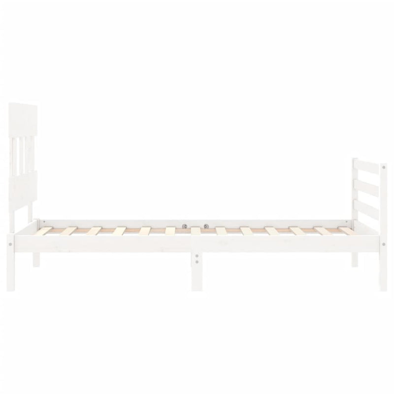 vidaXL fehér tömör fa ágykeret fejtámlával 100 x 200 cm