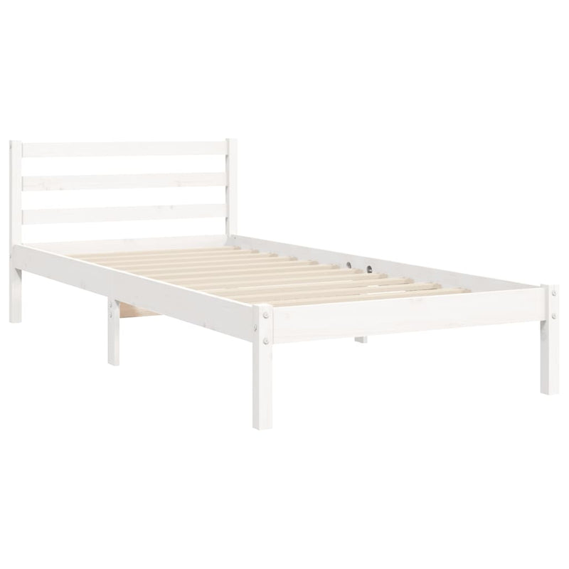 vidaXL fehér tömör fa ágykeret fejtámlával 100 x 200 cm