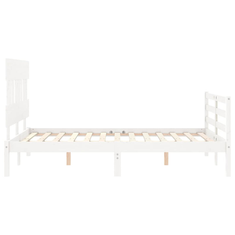 vidaXL fehér tömör fa ágykeret fejtámlával 120 x 200 cm