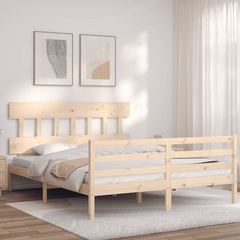 vidaXL tömör fa ágykeret fejtámlával 160 x 200 cm