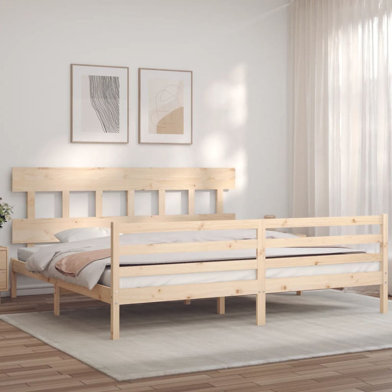 vidaXL tömör fa ágykeret fejtámlával Super King Size