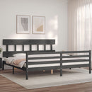 vidaXL szürke tömör fa ágykeret fejtámlával 200 x 200 cm