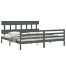 vidaXL szürke tömör fa ágykeret fejtámlával 200 x 200 cm