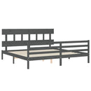vidaXL szürke tömör fa ágykeret fejtámlával 200 x 200 cm