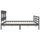vidaXL szürke tömör fa ágykeret fejtámlával 200 x 200 cm