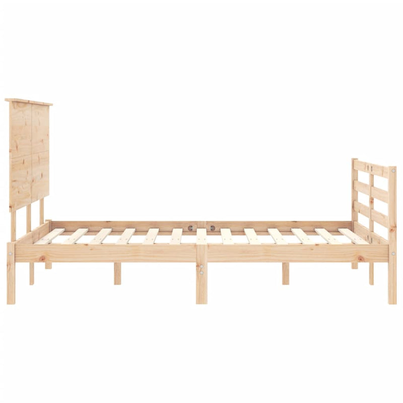 vidaXL tömör fa ágykeret fejtámlával 140 x 190 cm