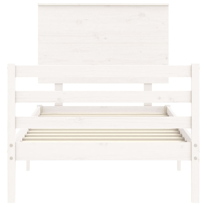 vidaXL fehér tömör fa ágykeret fejtámlával 100 x 200 cm