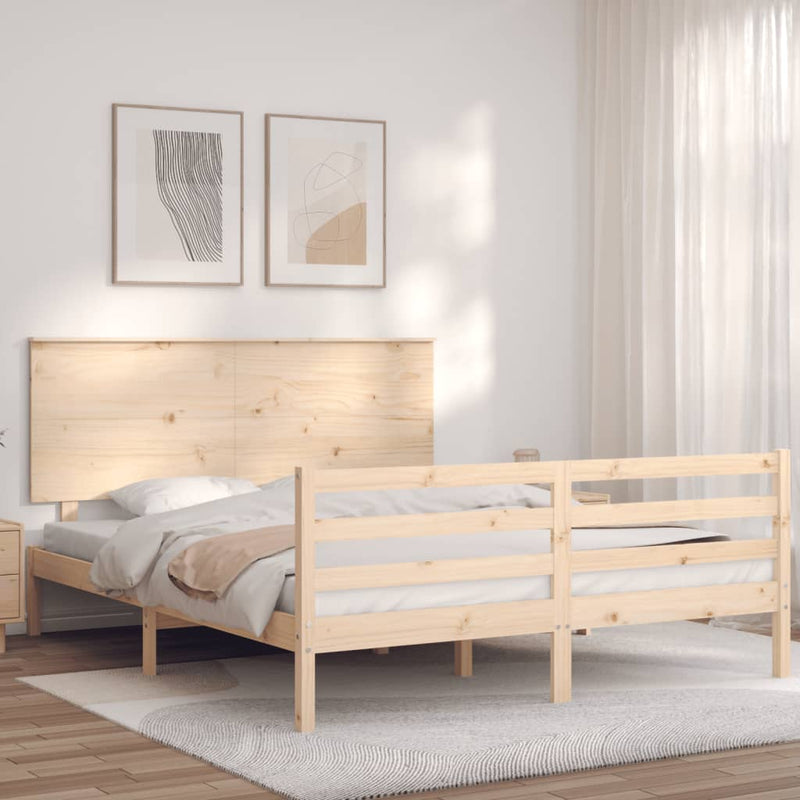 vidaXL tömör fa ágykeret fejtámlával 160 x 200 cm