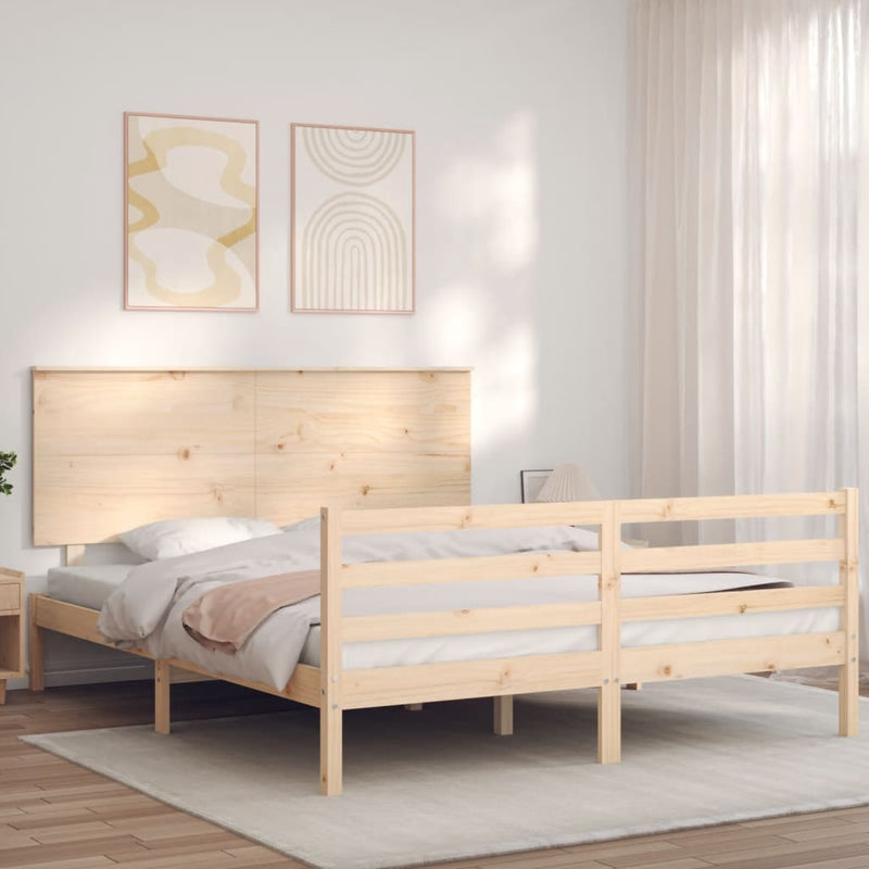 vidaXL tömör fa ágykeret fejtámlával 160 x 200 cm