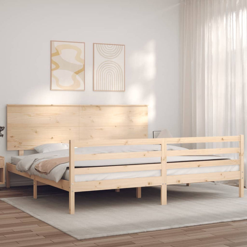 vidaXL tömör fa ágykeret fejtámlával Super King Size