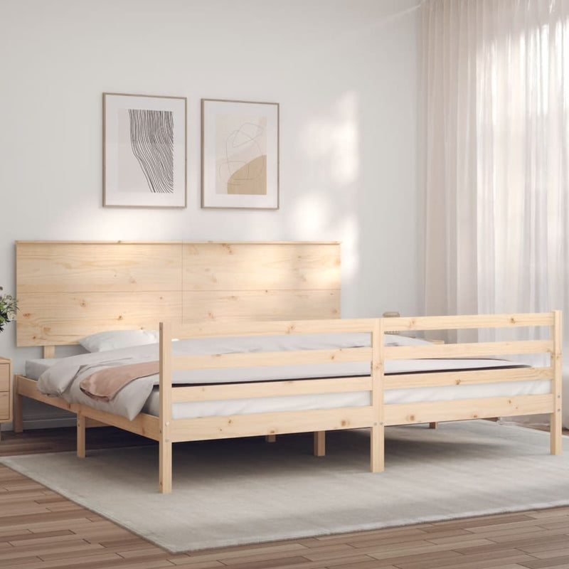 vidaXL tömör fa ágykeret fejtámlával Super King Size