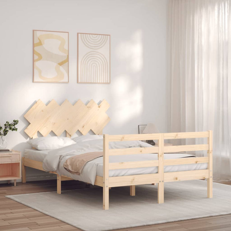 vidaXL tömör fa ágykeret fejtámlával Small Double